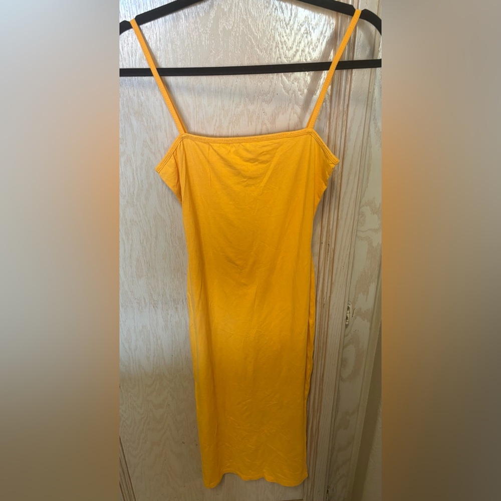 Heart & Hips Yellow Spaghetti Strap Dress w/ Side Slit
